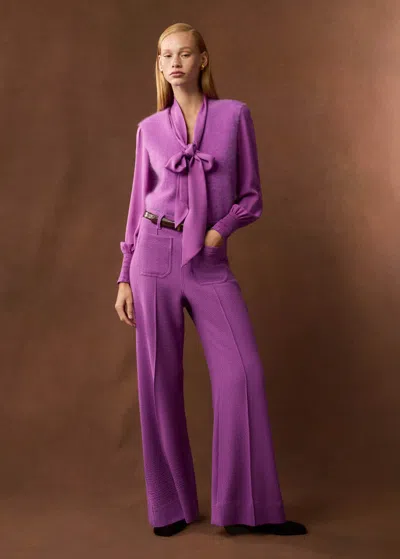 Me+em Regular-length Textured Subtle Flare Pant In Winter Iris