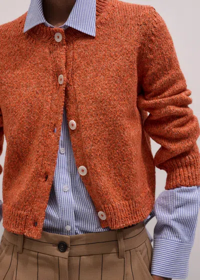 Me+em Relaxed Bracelet Sleeve Cardigan Tangerine Orange Mouline