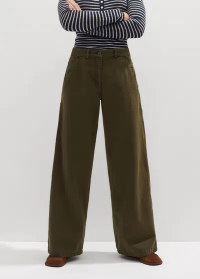 Me+em Relaxed Casual Boyfriend Pant In Duffle Green