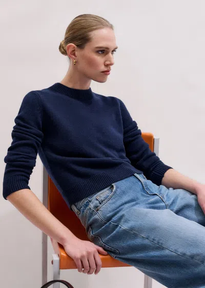Me+em Relaxed Crop Sweater In Blue