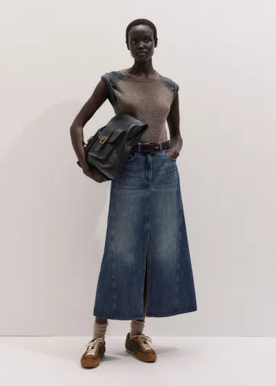 Me+em Relaxed Maxi Skirt Authentic Dark Wash