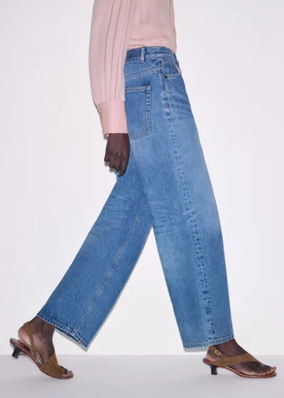 Me+em Relaxed Straight Crop Jean Light Blue Wash