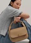 Me+em Resin Handle Crossbody Bag In Pale Tan