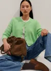 Me+em Responsible Alpaca Crop Cardigan In Bright Pistachio Green