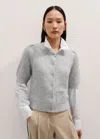 Me+em Responsible Alpaca Pouf Sleeve Cardi Tee In Silver Grey Mélange