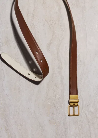 Me+em Reversible Belt Dark Tan-buttercream In Brown