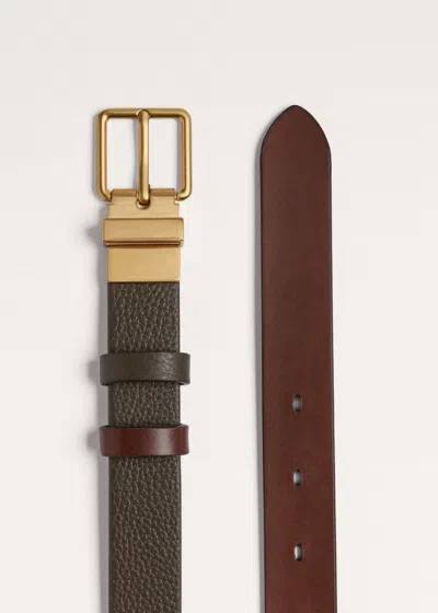 Me+em Reversible Belt + Keeper Intense Olive/chestnut In Brown