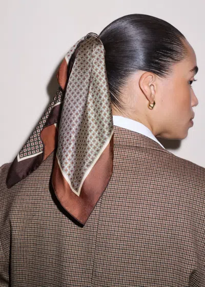 Me+em Reversible Geometric Print Scarf Chocolate Multi
