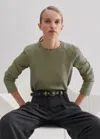Me+em Rib Trim Feminine Sweatshirt In Bright Olive