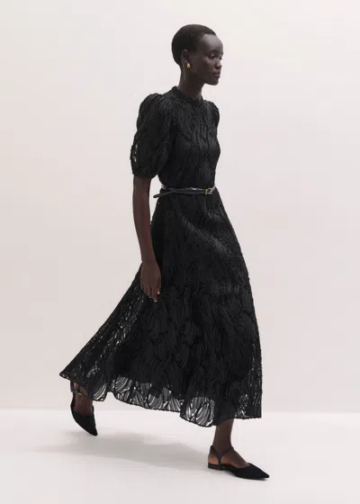 Me+em Ribbon Applique Tulle Maxi Dress Black