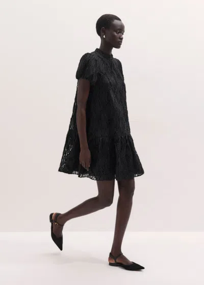 Me+em Ribbon Tulle Swing Mini Dress Black