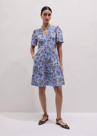 Me+em Rich Canopy Print Tiered Short Dress Blue Multi