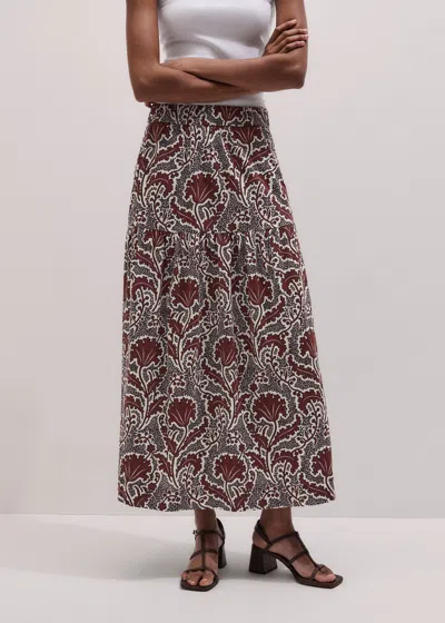 Me+em Rising Wildflowers Print Tiered Maxi Skirt Cinnamon Brown Multi