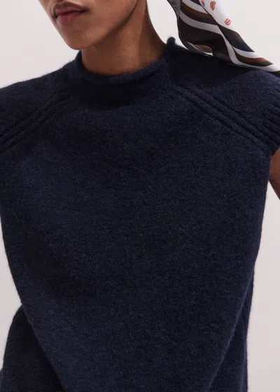 Me+em Roll Trim Straight Layering Vest Navy In Blue