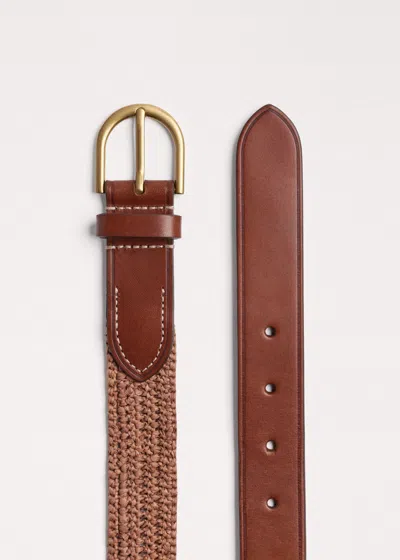 Me+em Round Raffia Belt Blush Pink-tan In Brown