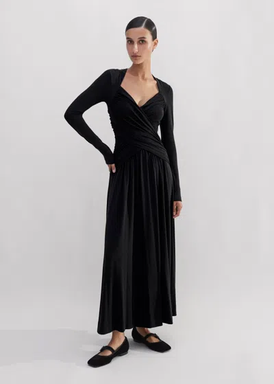 Me+em Ruched Panel Maxi Dress In Black