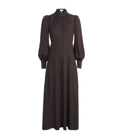 Me+em Satin Jacquard Maxi Dress In Black