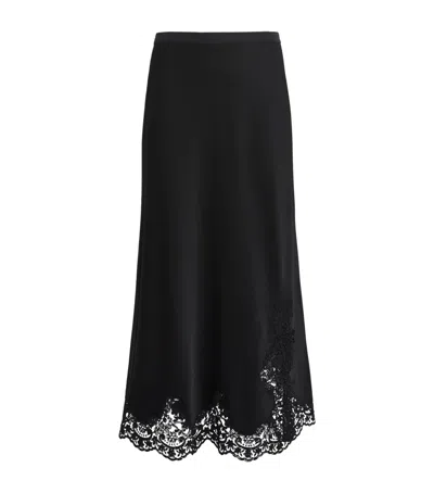 Me+em Satin Lace-trim Maxi Skirt In Black