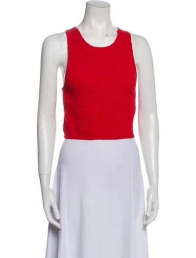 Pre-owned Me+em Scoop Neck Sleeveless Crop Top In Red