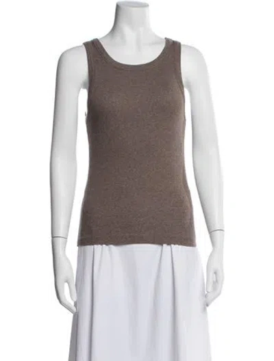Pre-owned Me+em Scoop Neck Sleeveless Top In Brown