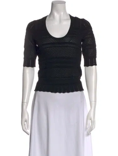Pre-owned Me+em Scoop Neck Three-quarter Sleeve Top In Black