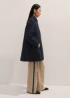 Shop Me+em Sculptural Cotton Swing Coat In Navy