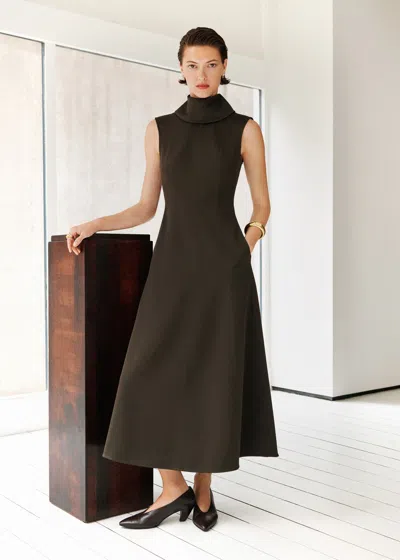 Me+em Sculptural Panelled Fit And Flare Maxi Dress Bay Green In Brown
