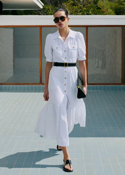 Me+em Seersucker Midi Shirt Dress + Belt Soft White