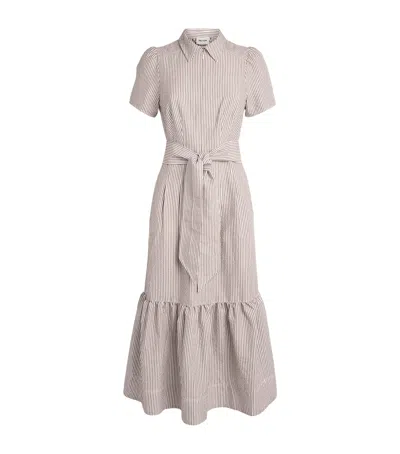 Me+em Seersucker Midi Shirt Dress In Brown