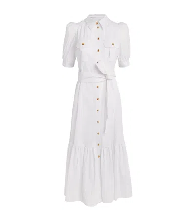 Me+em Seersucker Midi Shirt Dress In White