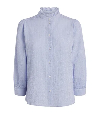 Me+em Seersucker Stripe Blouse In Blue