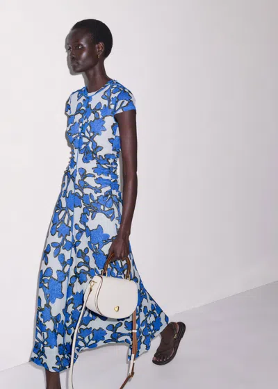 Me+em Shadow Paradise Print Ruched Maxi Dress In Blue
