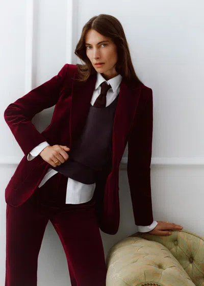 Me+em Sharp Shoulder Contour Blazer Barolo Red