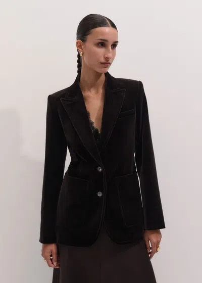 Me+em Sharp Shoulder Contour Blazer Dark Chocolate Brown