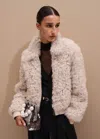 Me+em Shearling Bomber Jacket Cream In White