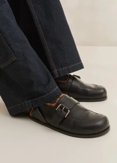 Me+em Shearling Buckle Clog In Black