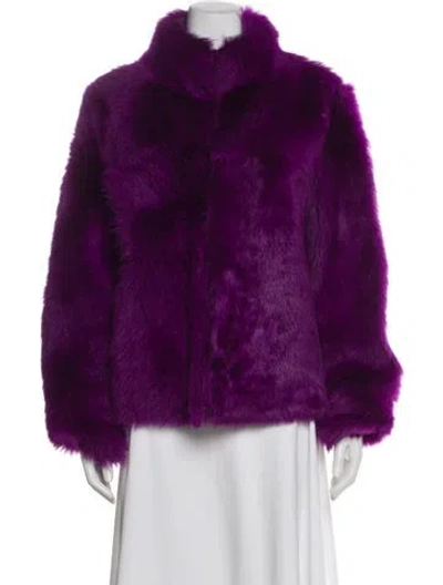 Pre-owned Me+em Shearling Faux Fur Jacket In Purple
