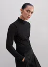 Me+em Sheer Long Sleeve Layering Top In Black