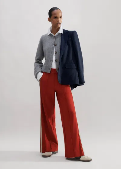 Me+em Short-length Convertible Side Stripe Pant In Burnt Orange/charcoal/cream