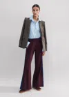 Me+em Short-length Convertible Side Stripe Trouser In Deep Merlot/sapphire/charcoal