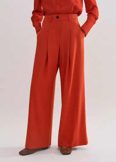 Me+em Short-length Wide-leg Pleat Front Pant In Winter Orange