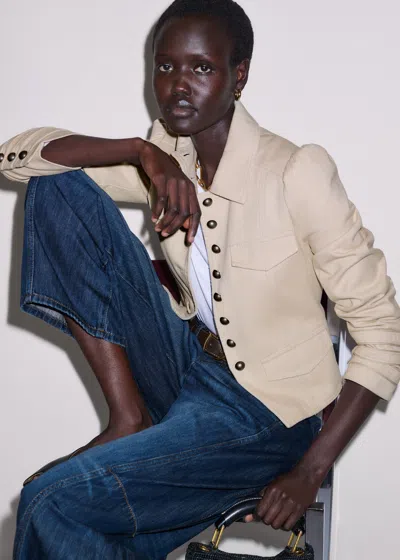 Me+em Short Military Jacket Ecru In Gold