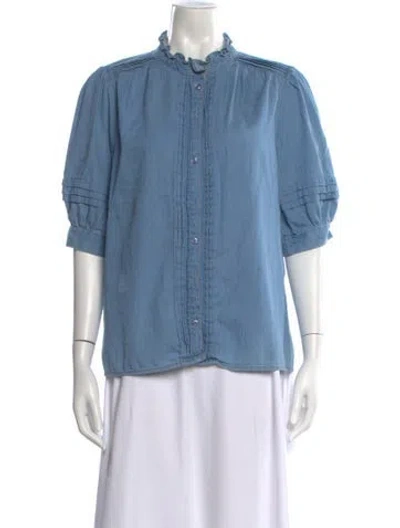 Pre-owned Me+em Short Sleeve Blouse In Blue