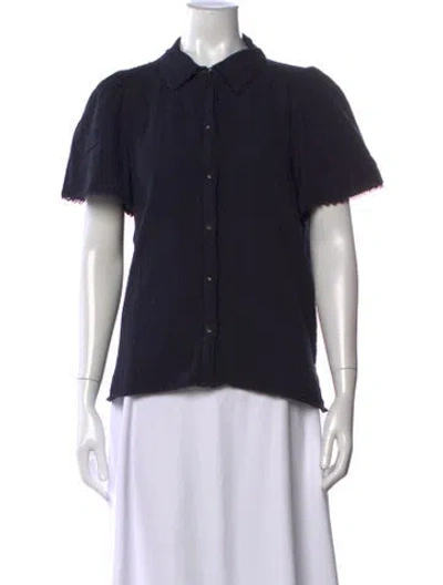 Pre-owned Me+em Short Sleeve Blouse In Blue