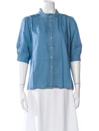 Pre-owned Me+em Short Sleeve Blouse W/ Tags In Blue
