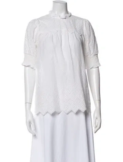 Pre-owned Me+em Short Sleeve Blouse In White