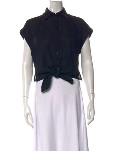 Pre-owned Me+em Short Sleeve Button-up Top In Black