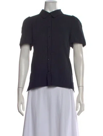 Pre-owned Me+em Short Sleeve Button-up Top In Blue