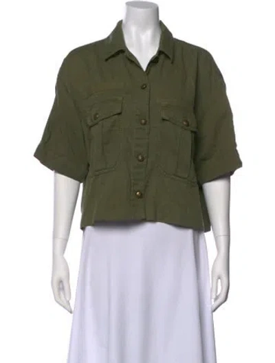Pre-owned Me+em Short Sleeve Button-up Top In Green