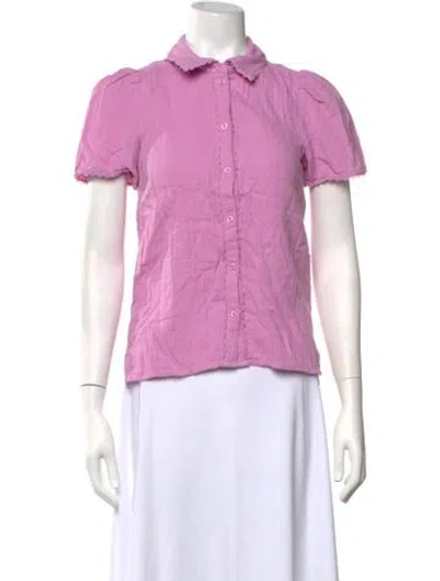 Pre-owned Me+em Short Sleeve Button-up Top In Pink